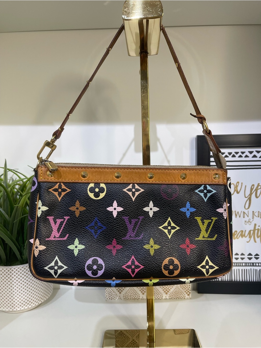 Louis Vuitton Black Multicolor Takashi Murakami Canvas Pochette